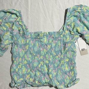 BP Women's Pastel Floral Smocked Blouse